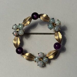 Vintage Krementz Brooch with Purple  and Multi-colored Stones